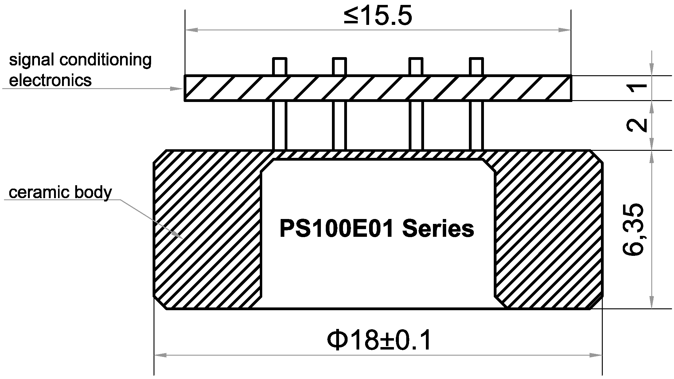 PS100E01 series 0.5-4.5V ceramic pressure sensor